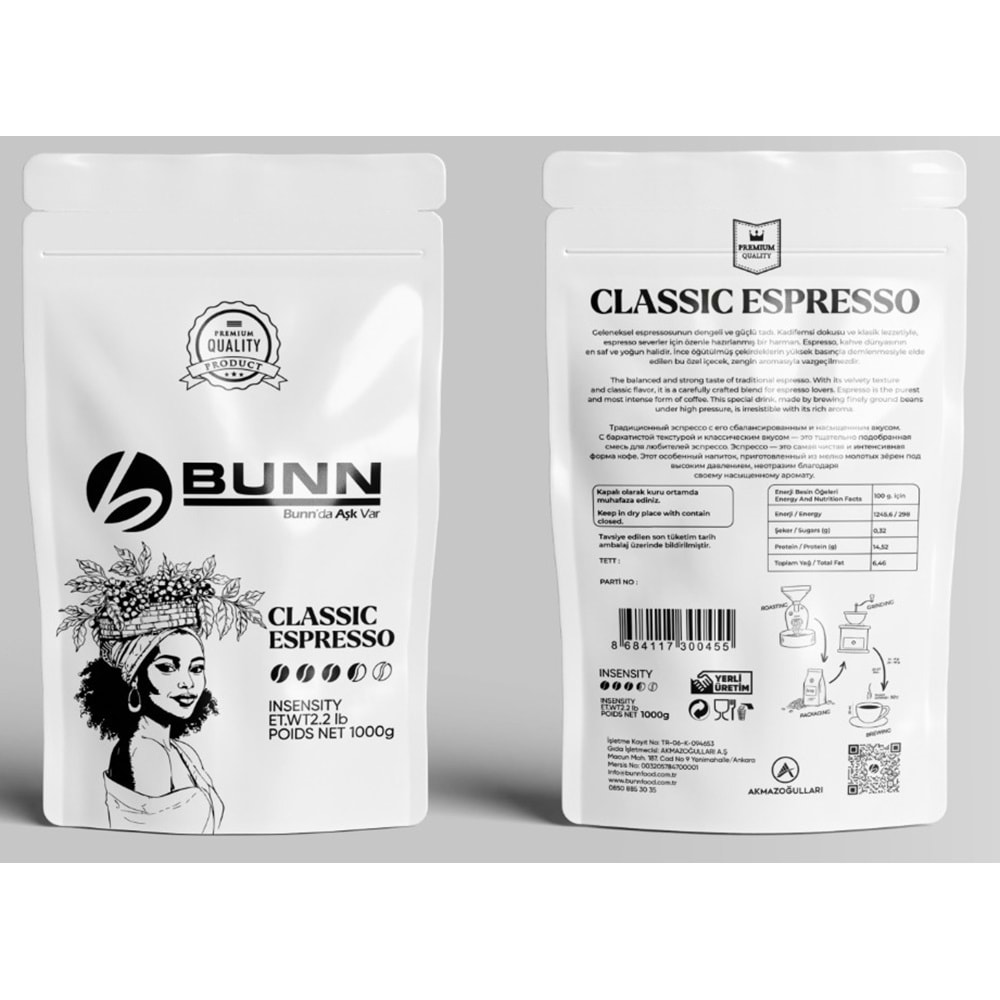 BF Classic Espresso Çekirdek Kahve 1Kg*5