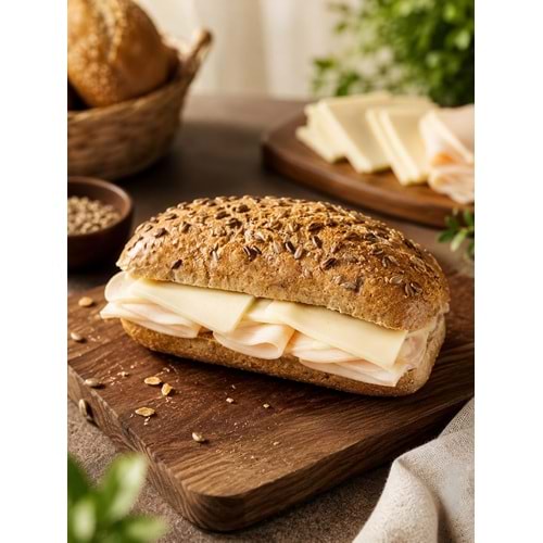 Ayçekirdekli Paniniye Piliç Jambon Kaşarlı Krem Peynir-Pesto Sos*25