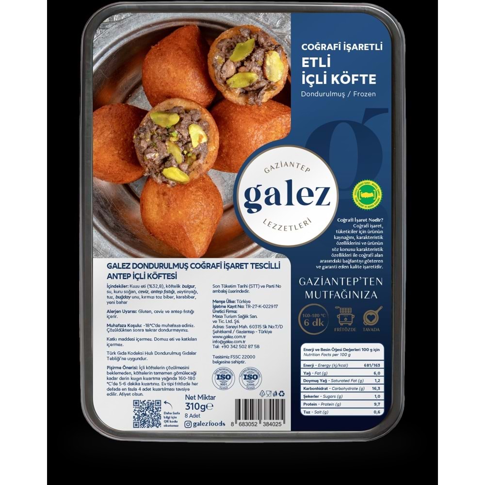 Galez İçli Köfte Coğrafi İşaretli H-50 Tabak 310Gr*16 Market